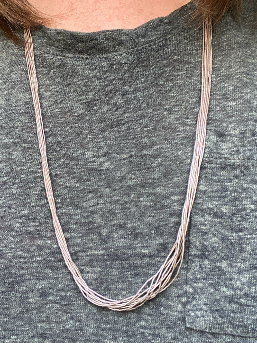 Women’s 10-Strand Sterling Silver Liquid Silver 30” necklace
